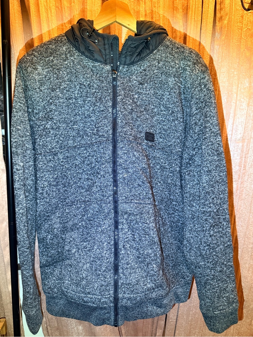 Abercrombie & Fitch Mens Hooded Sweater Knit Quilted Lined Jacket Grey XXL